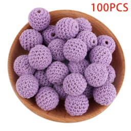 Kovict 100Pcs 16/20MM Wooden Crochet Beads Round DIY For Jewelry Making Necklace Bracelet Earrings Etc Handmade Accessories