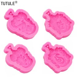 4 pcs of combination necklace pendant epoxy resin silicone molds. Keychain jewelry making gadgets. Kitchen cake baking mould