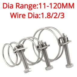 304 Stainless Steel Double Wire Throat Hoop Hose Clamp Adjust Clip Rubber Pipe Clamp Plumbing Fixture Holding Fastening
