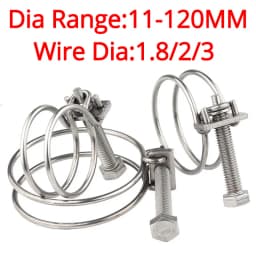 304 Stainless Steel Double Wire Throat Hoop Hose Clamp Adjust Clip Rubber Pipe Clamp Plumbing Fixture Holding Fastening
