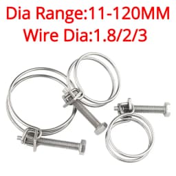 304 Stainless Steel Double Wire Throat Hoop Hose Clamp Adjust Clip Rubber Pipe Clamp Plumbing Fixture Holding Fastening