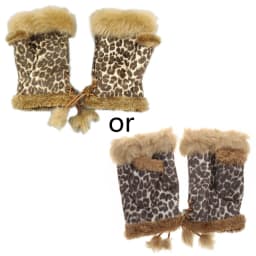 Women Winter Half Finger Gloves Lady Outdoor Faux Rabbit Fur Warm Mittens Plush Fleece Lined Driving Riding Gloves