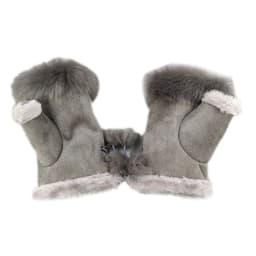 Women Winter Half Finger Gloves Lady Outdoor Faux Rabbit Fur Warm Mittens Plush Fleece Lined Driving Riding Gloves