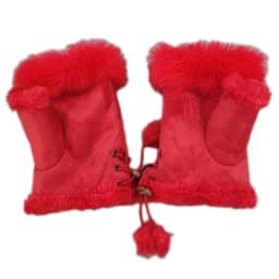 Women Winter Half Finger Gloves Lady Outdoor Faux Rabbit Fur Warm Mittens Plush Fleece Lined Driving Riding Gloves