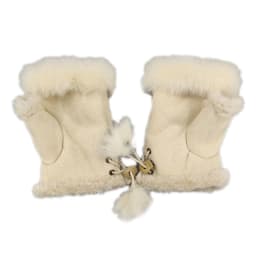 Women Winter Half Finger Gloves Lady Outdoor Faux Rabbit Fur Warm Mittens Plush Fleece Lined Driving Riding Gloves