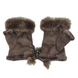 Women Winter Half Finger Gloves Lady Outdoor Faux Rabbit Fur Warm Mittens Plush Fleece Lined Driving Riding Gloves
