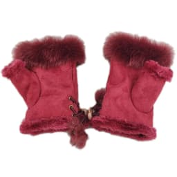 Women Winter Half Finger Gloves Lady Outdoor Faux Rabbit Fur Warm Mittens Plush Fleece Lined Driving Riding Gloves