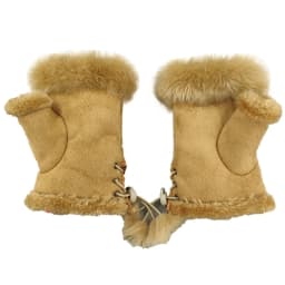 Women Winter Half Finger Gloves Lady Outdoor Faux Rabbit Fur Warm Mittens Plush Fleece Lined Driving Riding Gloves