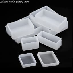 Silicone World Cuboid Cube Epoxy Resin Mold Crystal Epoxy Silicone Mold DIY Jewelry Pendant Storage Tray Candle Mold Making Tool