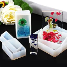 Silicone World Cuboid Cube Epoxy Resin Mold Crystal Epoxy Silicone Mold DIY Jewelry Pendant Storage Tray Candle Mold Making Tool