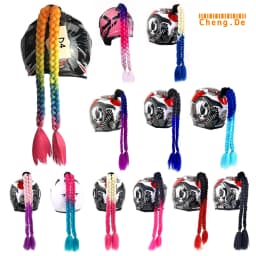 New Arrival Helmet Braid Motorcycle Motorbike Woman Helmet Braids 24" With Twist Sucker Dual Pigtail Ponytail Braids For Helmet