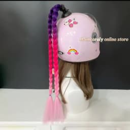 New Arrival Helmet Braid Motorcycle Motorbike Woman Helmet Braids 24" With Twist Sucker Dual Pigtail Ponytail Braids For Helmet