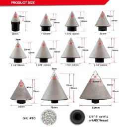DT-Diatool 1pc Diamond Chamfer Bits Milling Bit For Tile Stone Ceramic Porcelain Crown Tile Cutter Cup Saw Beveling M14 M10