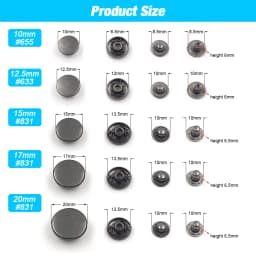 50set Snap Fasteners Metal Snaps Press Button Studs Optional Installation Tools Kit For Leathercraft Clothes Garment Bags Shoes