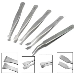 Stainless Steel Precision Stamp Tweezers Round Flat Mouth Warped Head Short Curved Clip Philatelic Tool Shovel-Shaped Paper Clip