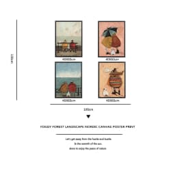 Vintage Nordic Abstract Landscape Love Dogs Pet Canvas Wall Art Paintings Posters and Prints Pictures Living Room Home Decor