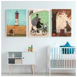 Vintage Nordic Abstract Landscape Love Dogs Pet Canvas Wall Art Paintings Posters and Prints Pictures Living Room Home Decor