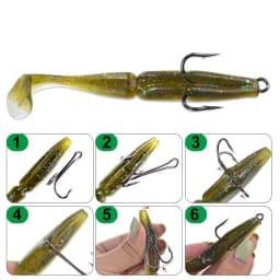 FTK 20PCS Fishing Hooks High Carbon Steel Duple Hooks Double Fishing Hooks Barbed Carp Fishhook For Soft Worm Lure