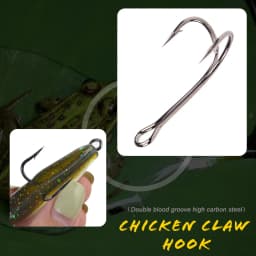 FTK 20PCS Fishing Hooks High Carbon Steel Duple Hooks Double Fishing Hooks Barbed Carp Fishhook For Soft Worm Lure