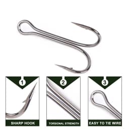 FTK 20PCS Fishing Hooks High Carbon Steel Duple Hooks Double Fishing Hooks Barbed Carp Fishhook For Soft Worm Lure