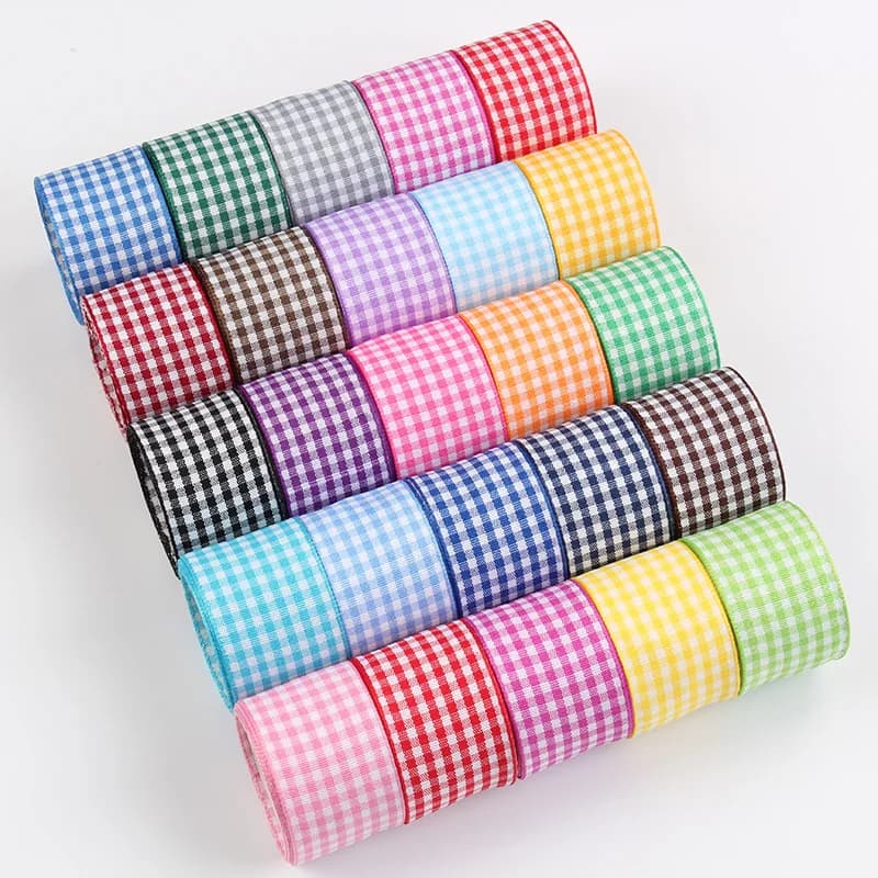 5Yards/Roll Plaid Ribbons Grosgrain Ribbon Gift Wrapping Polyester Ribbon Handmade DIY Bow Wedding Party Home Decor