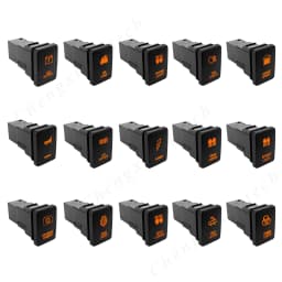 12V Orange Led Car Push Button Switch Mirror Heating DRL With Wire Plug Connector for Toyota Hilux Landcruiser Prado HiAce RAV4