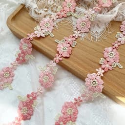 1Yard Embroidery Pink Lace Fabric Trim Ribbon DIY Lace Skirt Curtain Bags Accessories Sewing Repair