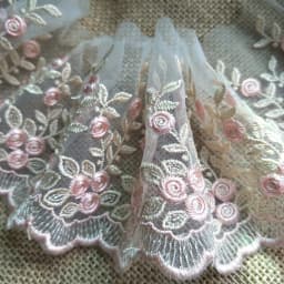 1Yard Embroidery Pink Lace Fabric Trim Ribbon DIY Lace Skirt Curtain Bags Accessories Sewing Repair
