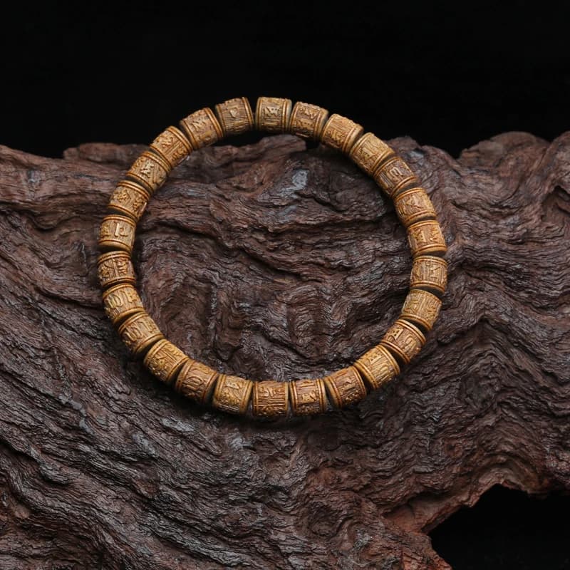 Natural Sandalwood Six-character Mantra Tibetan Buddhist Prayer Wheel Bracelet 8mm 9mm Female Yoga Zen Small Bracelet