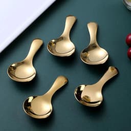 5Pcs Salt Sugar Spice Spoons Tea Coffee Scoop Mini Gold Stainless Steel Spoon Set Small Kitchen Spoon For Jars Containers