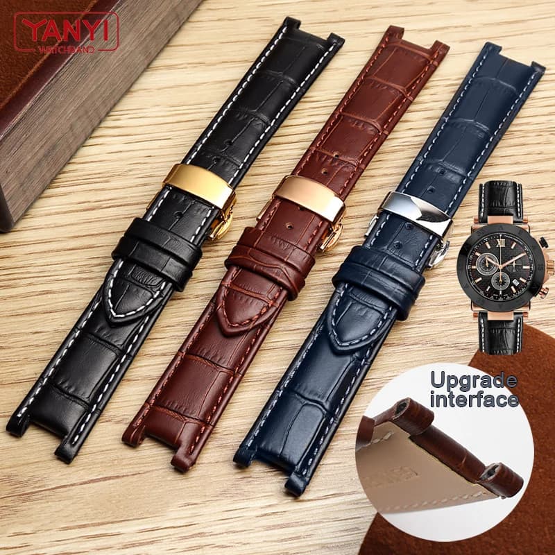 Top Layer Cowhide Genuine Leather Bracelet for GC 22*13mm 20*11mm Notched Watch Strap Senior Watchband Wristwatches Band Screw