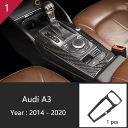 Car Styling Center Console Gear Shift Panel Decoration Cover Sticker Trim For Audi A3 8V S3 2014-2019 Carbon Fiber Accessories
