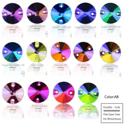 3200 Color AB Sew On Rivoli Rhinestone Round Beads Glass Crystal FlatBack Sewing Stone For Wedding Dress DIY Fix Cloth