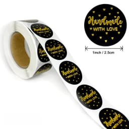 100-500pcs Gold Foil Handmade With Love Stationery Seal Labels 1 inch Sticker for DIY Gift Small Business Packaging Decoration