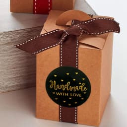 100-500pcs Gold Foil Handmade With Love Stationery Seal Labels 1 inch Sticker for DIY Gift Small Business Packaging Decoration