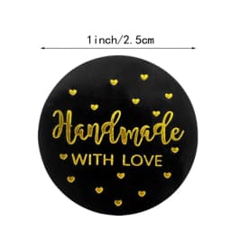 100-500pcs Gold Foil Handmade With Love Stationery Seal Labels 1 inch Sticker for DIY Gift Small Business Packaging Decoration