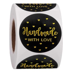 100-500pcs Gold Foil Handmade With Love Stationery Seal Labels 1 inch Sticker for DIY Gift Small Business Packaging Decoration
