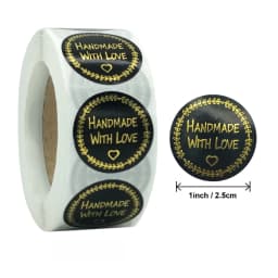 100-500pcs Gold Foil Handmade With Love Stationery Seal Labels 1 inch Sticker for DIY Gift Small Business Packaging Decoration