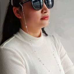 Eyeglasses Chain White Pink Crystal Charm Bead Chain Metal Plated Silicone Loops Sunglasses Accessory Women Necklace Gift