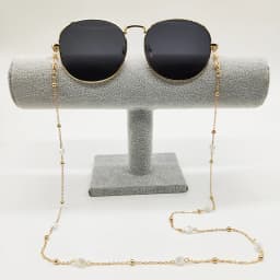 Eyeglasses Chain White Pink Crystal Charm Bead Chain Metal Plated Silicone Loops Sunglasses Accessory Women Necklace Gift