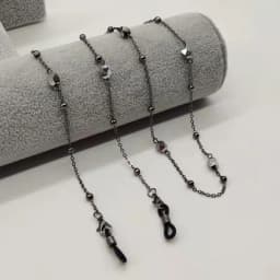 Eyeglasses Chain White Pink Crystal Charm Bead Chain Metal Plated Silicone Loops Sunglasses Accessory Women Necklace Gift