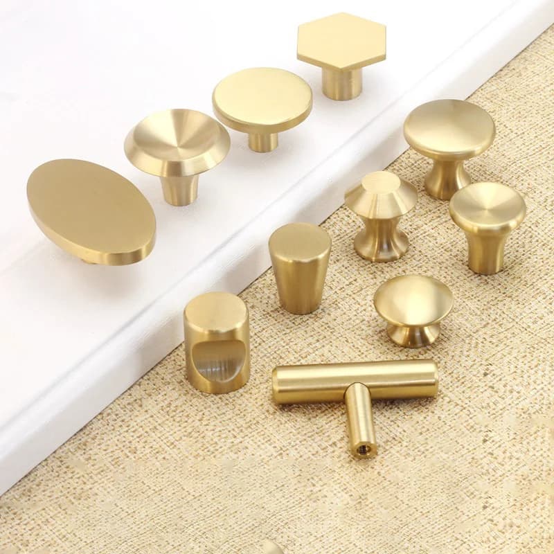 Nordic Style Hexagon Solid Brass Cabinet Knob Cupboard Handle Door Pull Handles SimpleLife Brass Color Entryway Clothes Hook