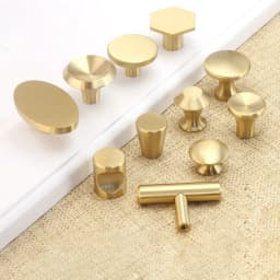 Nordic Style Hexagon Solid Brass Cabinet Knob Cupboard Handle Door Pull Handles SimpleLife Brass Color Entryway Clothes Hook