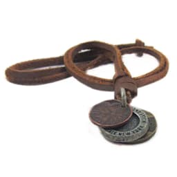 3 Coins Pendant Genuine Leather Necklace For Wealth And Success Lucky Antique Pendant Fashion Charm Choker Best Wishes Gifts