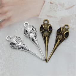 10Pcs Mix Alloy Animals Charms Skull Bird Head Pointed Mouth Pendant Handmade Hanging Crafts Vintage Jewelry Bronze Silver Color