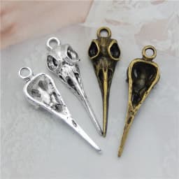 10Pcs Mix Alloy Animals Charms Skull Bird Head Pointed Mouth Pendant Handmade Hanging Crafts Vintage Jewelry Bronze Silver Color