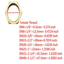 Brass Hex Lock Nuts Pipe Fitting Flange nut 1/8" 1/4" 3/8" 1/2" 3/4" 1" BSP Female Thread Hexagonal shank cap