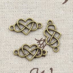30pcs Charms Heart Infinity Link15x24mm Antique Bronze Silver Color Pendants DIY Crafts Making Findings Handmade Tibetan Jewelry