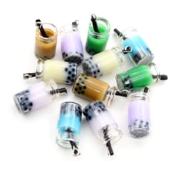 10pcs Charms Resin Fruit Orange Apple Pearl Milk Tea Pendant Crafts Making Findings Handmade Jewelry DIY for Earrings Necklace