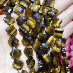 Faceted Natural Clover Tiger Eye Agates Chalcedony Quartz Stone Spacer Loose Beads Pendants Handmade For Charm Jewelry Making